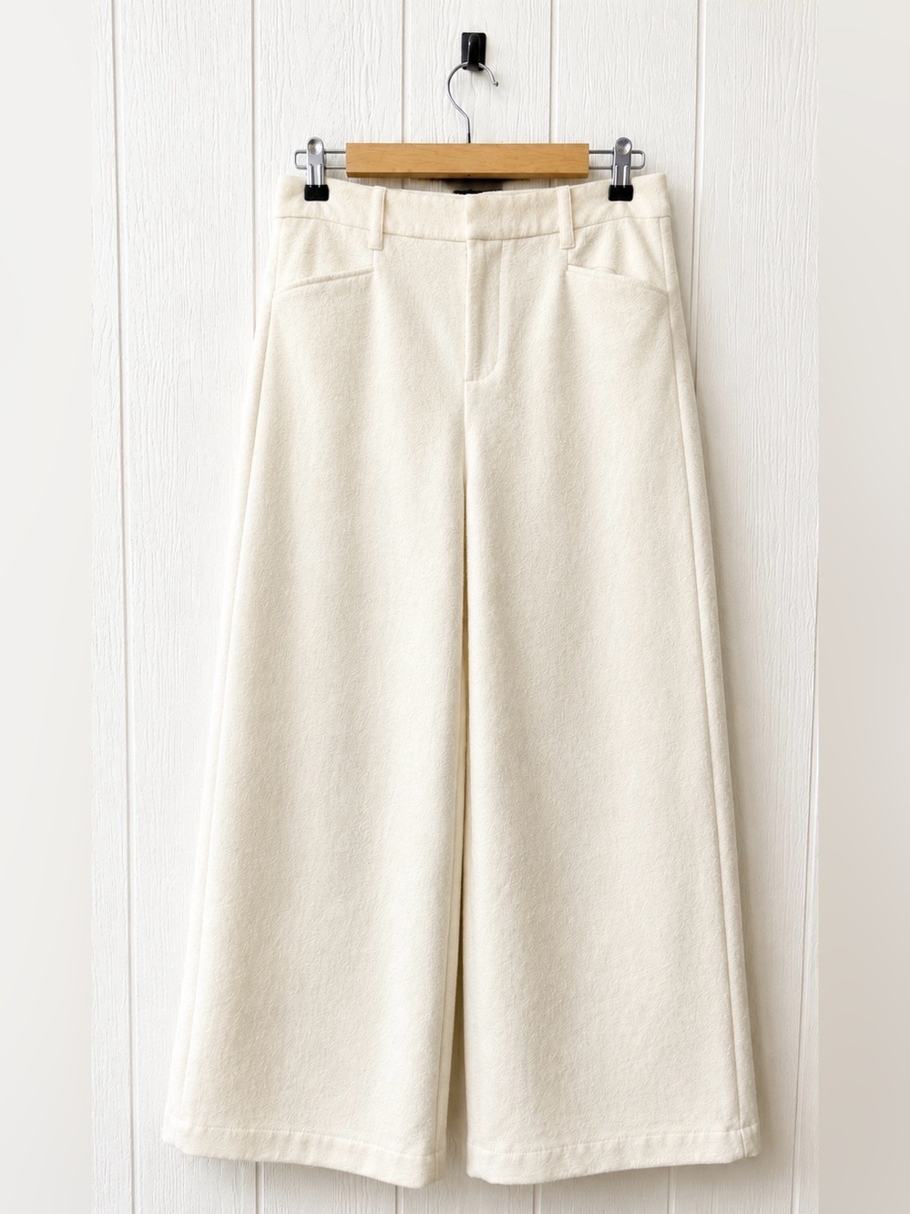 Banana Republic Cream Wool Wide Leg Trousers Pants Size 8